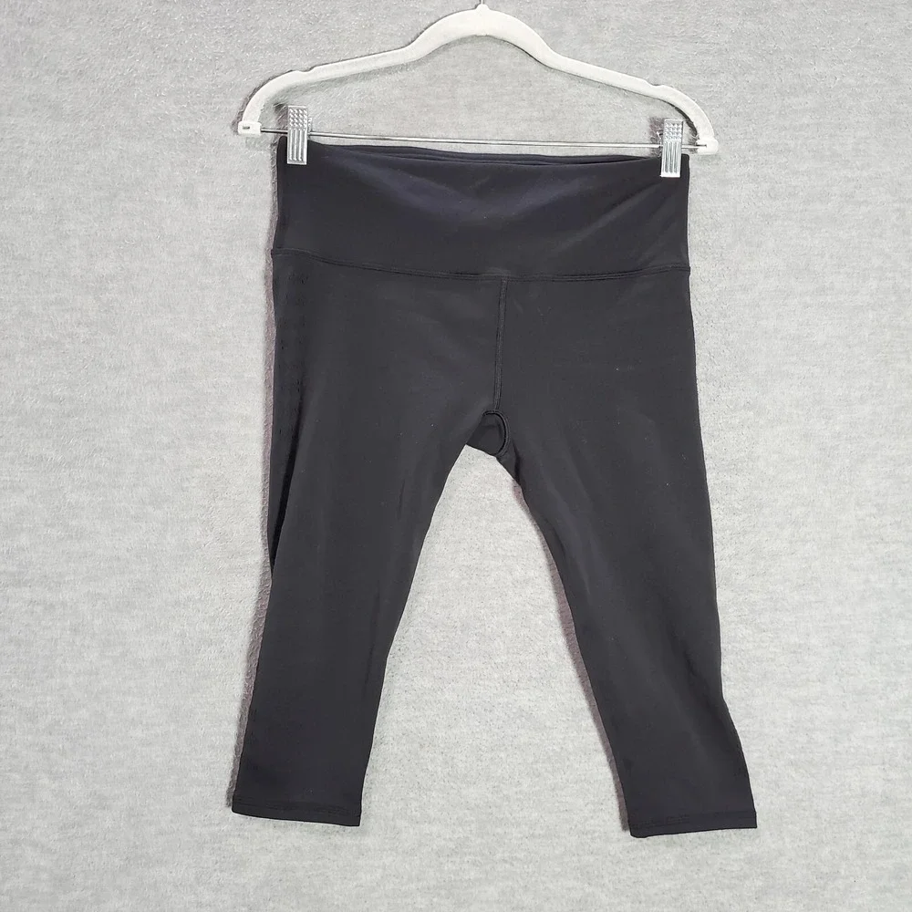 Lululemon Women Activewear Pants 10 Black Reveal Crop Legging Mesh‎ Yoga